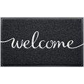 Black Door Mat Welcome Mats Outdoor Indoor Doormat for Entryway Floor Mat (Black Welcome / 2' x 3' (Rectangular))
