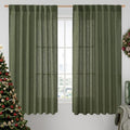 Light Filtering Linen Curtains 63 inches Long for Bedroom 2 Panels (Olive Green / 60"W x 63"L (Pack of 2))