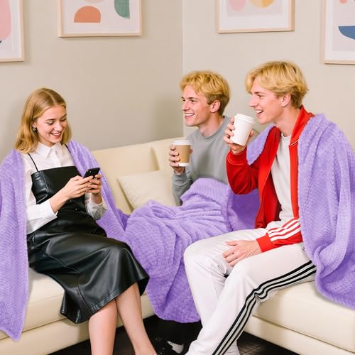 4 Pack Fleece Throw Blankets 50x60 Inches (Lavender / Throw(50''x60''))