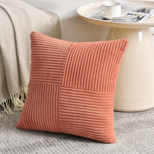 2 Packs Coral Decorative Throw Pillow Covers 18x18 Inch for Living Room Couch Bed (Coral / 18" x 18" (Pack of 2))