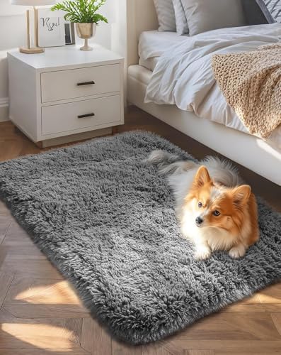 2x4 Small Rug Upgrade Non Slip Throw Bedside Area Rugs (1- Grey / 2' x 4' (Rectangular))