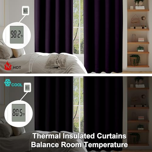 Ava BlackBerry Blackout Curtains for Bedroom 96 Inches Long 2 Panels (Blackberry / 40"W x 96"L (Pack of 2))