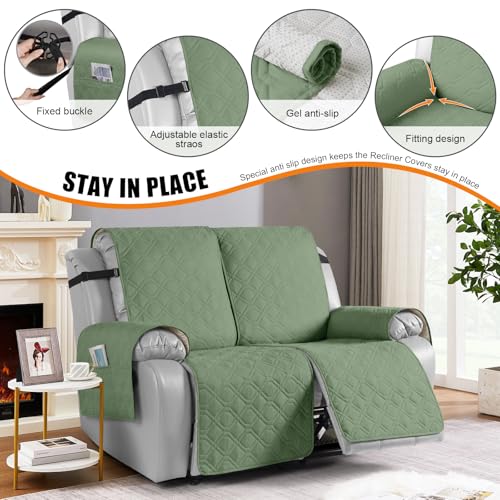 Waterproof Recliner Loveseat Covers Washable (Bean Green / 2 Seater)