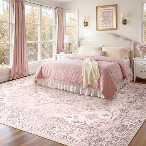 Washable Area Rug (Pink / 10' x 12' (Rectangular))