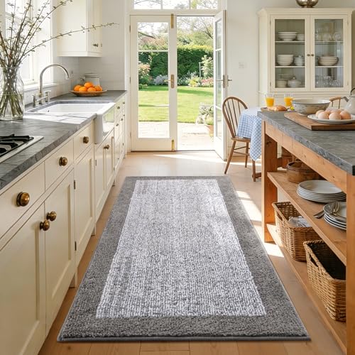 48x32 Bathroom Rugs Non Slip Washable (Light Grey / 2'8" x 4' (Rectangular))