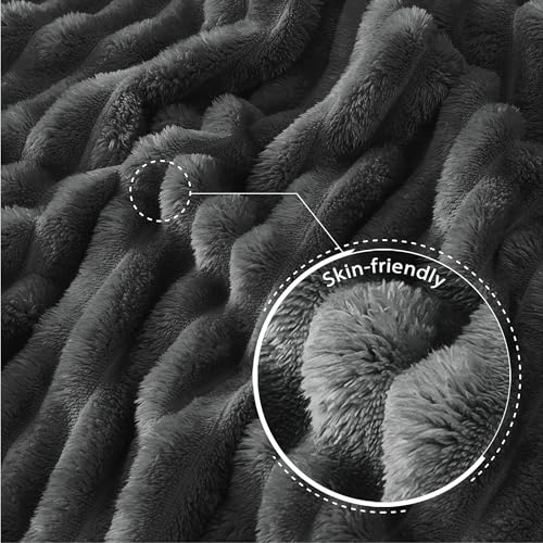 Striped King Size Fleece Blanket for Bed (Dark Grey / King ( 90x104 IN ))