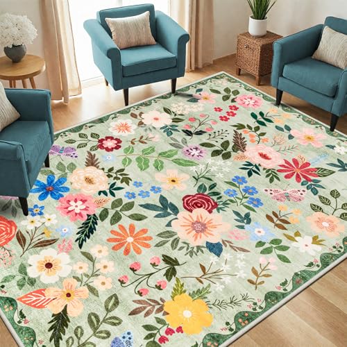 Area Rug Living Room (Green / 4' x 6' (Rectangular))