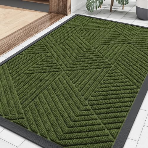 Front Door Mat Outside Entrance (Forest Green / 29.5" X 17")