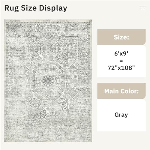 6x9 Area Rug for Living Room Washable Non (Light Gray / 6' x 9' (Rectangular))