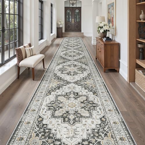Hallway Runner Rug 3x18 Washable Kitchen Runners 18ft (Black / 3' x 18' (Runner))