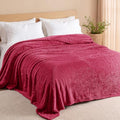 Fuzzy Plush Fleece Bed Blanket Twin XL Size (Deep Red / 90x66 IN)