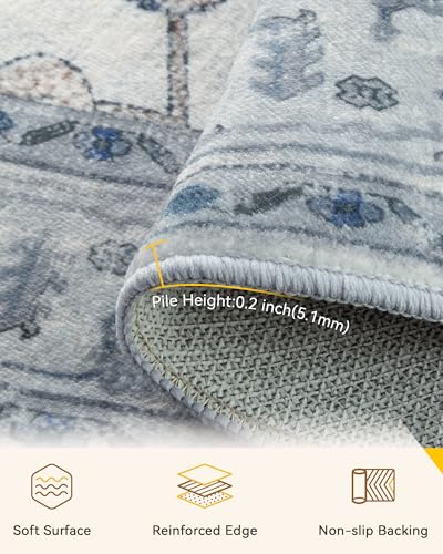 Washable Area Rug (Blue/White/Gray / 6' (Round))