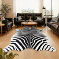 Faux Zebra Rug (5'2" x 4'7" (5.2x4.6 ft) / Black and White)