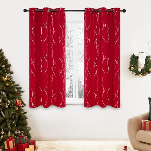Living Room Curtains 54 Inches Long (Red/Wave Dots / 38"W x 54"L (Pack of 2))