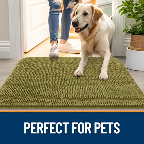 Dog Door Mat for Muddy Paws 35x24 (Willow Green / 35" X 24")