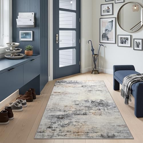 3x5 Washable Non Slip Area Rugs for Bedroom Living Room (Grey / Brown / 3' x 5' (Rectangular))