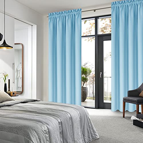 Blackout Curtains for Bedroom Living Room 42 x 54 Inch Long 2 Panels (Light Blue / 42"W x 54"L (Pack of 2))