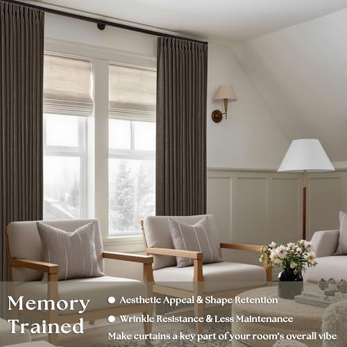 Dark Chocolate 80 Inch Pinch Pleated Semi Sheer Linen Curtains 2 Panels (Dark Chocolate / 40"W x 80"L (Pack of 2))