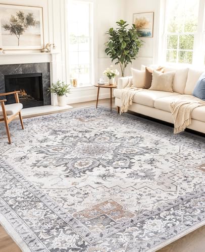 Amada Large 8x10 Washable Area Rug for Living Room (8' x 10' (Rectangular) / Taupe)