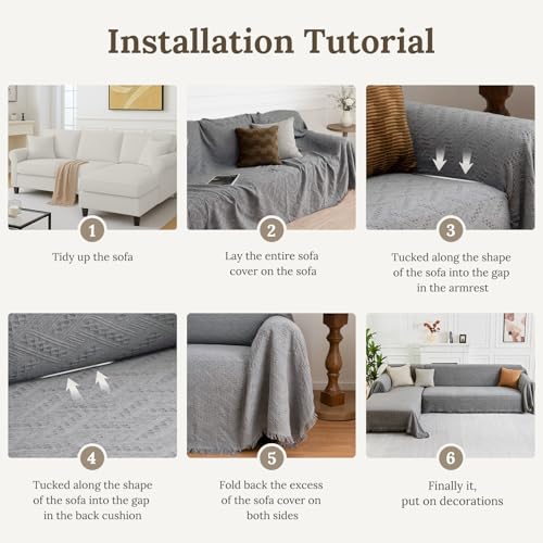 2 Piece Sectional Couch Cover for L Shape Sofa Light Grey L (Light Grey / Large)