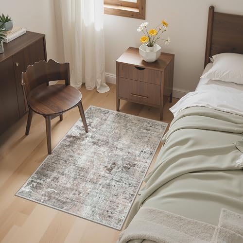 2x3 Abstract Washable Rugs for Kitchen (Pink/Grey / 2' x 3' (Rectangular))