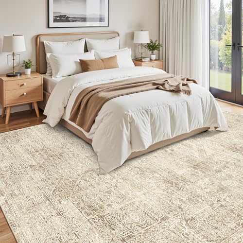 Washable Area Rug 8x10 Large Soft Living Room Rugs Light Brown (Light Brown / 8' x 10' (Rectangular))