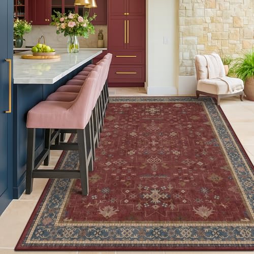 5x8 Boho Dark Red Rug for Living Room (5' x 8' (Rectangular) / Burgundy)