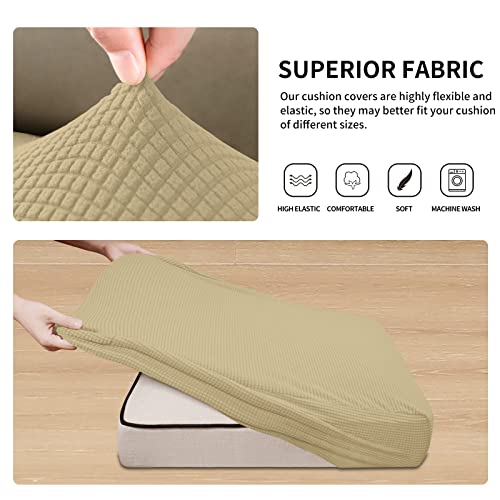 Stretch 2 Pieces Loveseat Couch Cushion Cover for 2 Seat (2-piece / Beige)