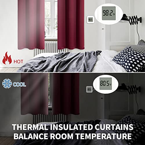 Burgundy Blackout Curtains for Bedroom 72 Inch Long (Burgundy / 42"W x 72"L (Pack of 2))