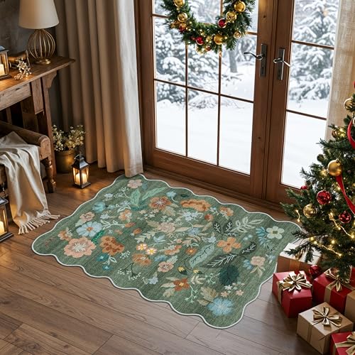 Washable Floral 2x3 Area Rug (2' x 3' (Rectangular) / Green/Floral)