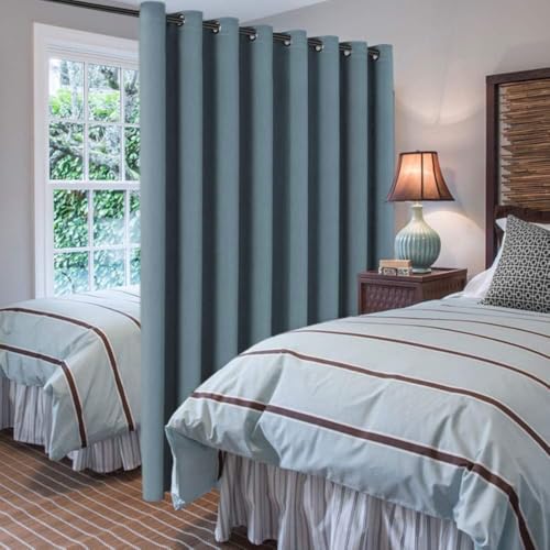 Blackout Patio Curtains 100x84 Inches for Sliding Door Extral Wide Blackout Curtain Panels Thermal Insulated Room Divider (100"W x 84"L (Pack of 1) / Stone Blue)