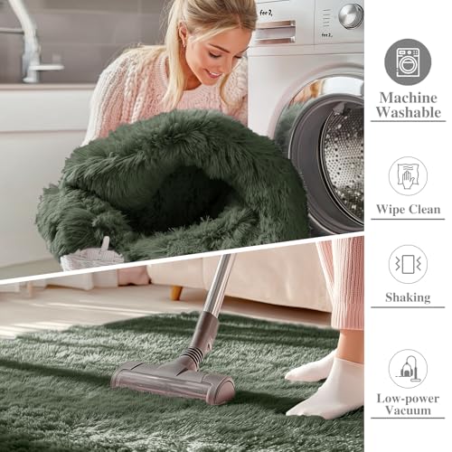 2x4 Machine Washable Runner Rugs for Hallway (2x4 Ft / Olive Green)