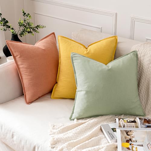 Decorative Linen Pillow Covers 20x20 Inch Light Green (Light Green / 20" x 20" (Pack of 2))