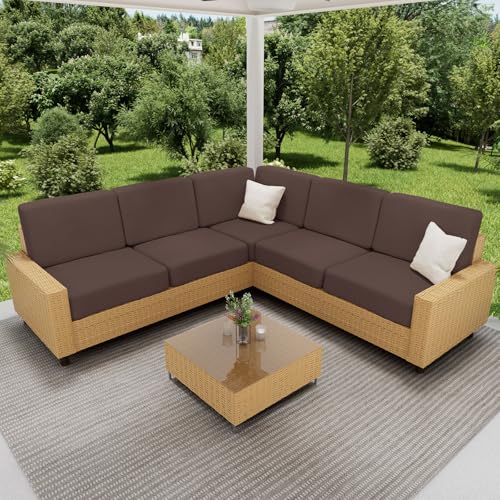 Waterproof Couch Cushion Covers for Pets (Brown / 1 Chaise+3 Seater)
