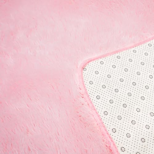 Shag Area Rugs for Bedroom Living Room (Pink / 5' x 8' (Rectangular))