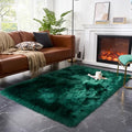 Ultra Soft Fluffy Shaggy Area Rug Faux Fur Rug Chair Cover Seat Pad Fuzzy Area Rug for Bedroom Floor Sofa Living Room (Darkgreen / 4' x 6' (Rectangular))