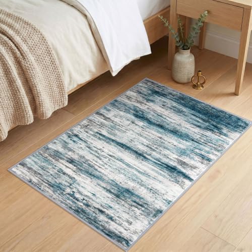 Abstract Small Area Rugs 2x3 Washabl Rugs Fro Entryway Blue (Blue / 2' x 3' (Rectangular))