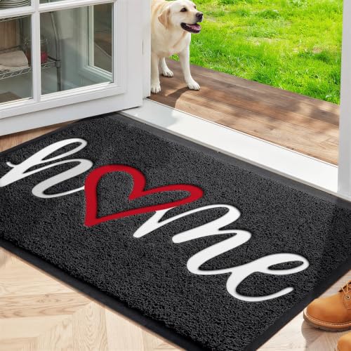Door Mat Indoor Outdoor Welcome Mat for Entrance (Black / 1'6" x 2'6" (Rectangular))