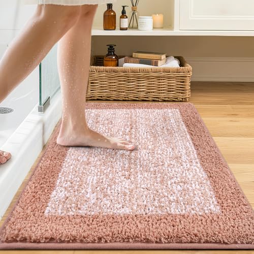 Bathroom Rugs 30x20 Non Slip Washable (Pink / 1'8" x 2'6" (Rectangular))