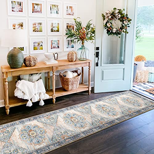 Washable Runner Rug 2x12 (Blue / 2' x 12' (Rectangular))