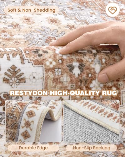 3x4 Washable Area Rug for Entryway Non Slip Kitchen Rugs (Orange / 3' x 4' (Runner))