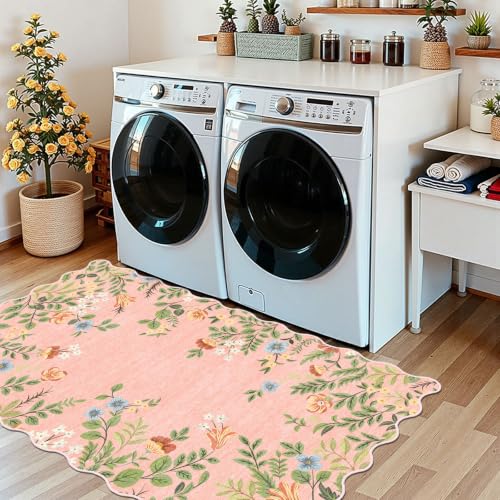 Pink Floral Entry Rug (Floral - Pink / 3' x 5' (Rectangular))