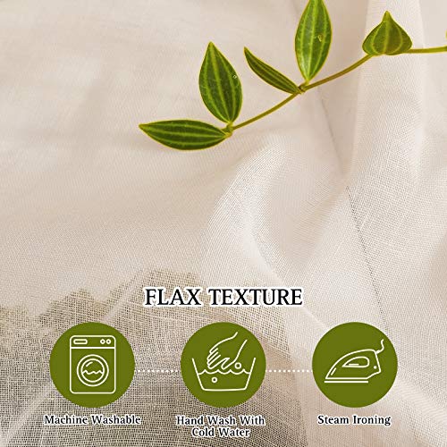 Beige Linen Sheer 48 inch Curtains (36"W x 48"L (Pack of 2) / Beige)