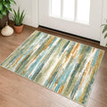 Abstract 2x3 Area Rug Small Washable Entryway Rug Non Slip Door Mat (Green Teal Mustard Multi / 2' x 3' (Rectangular))