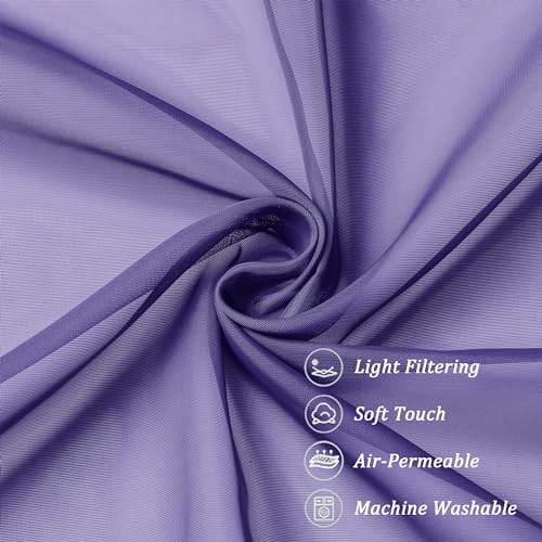 Sheer Curtains 36 inch Length 2 Panels (Purple / 42"W x 36"L (Pack of 2))