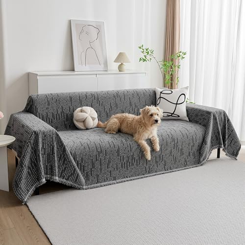 Couch Covers for Sofa (91" x 134" / 9# Lines Dark Grey)