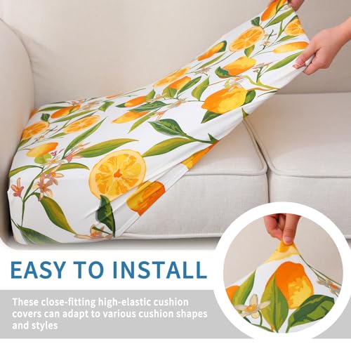 Printed Couch Cushion Covers (Orange / Seat Cover Large)