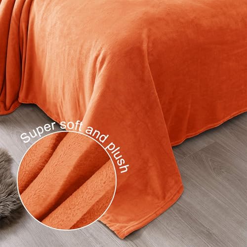 Soft Fleece Blanket King Size for Bed (Burnt Orange / King (104" x 90"))