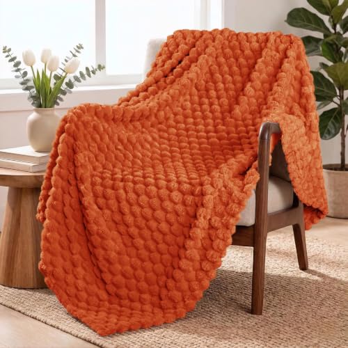 Large 3D Fleece Throw Blanket for Couch (Burnt Orange / Throw ( 50x70 IN ))