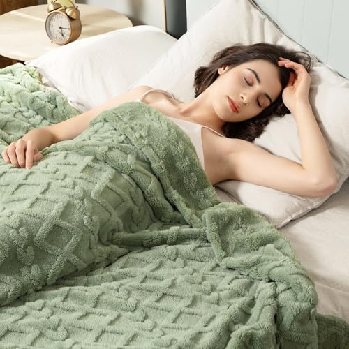 Fleece Throw Blanket for Couch Sofa 60"x80" Sage Green (Sage Green / Twin(60×80in))